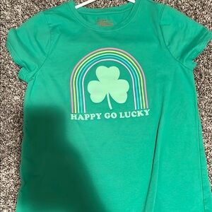 Green Short Sleeve Tee with Shamrock Design